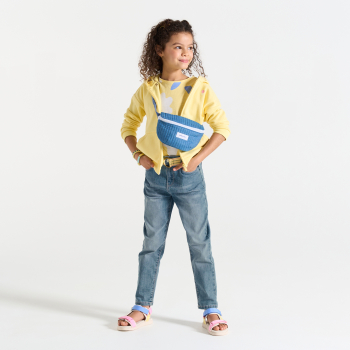 جينز بوي فريند مغسول باللون الأزرق للفتيات